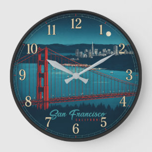 San Francisco California Golden Gate Bridge  Large Clock