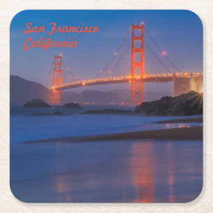 San Francisco California Golden Gate Bridge Square Paper Coaster