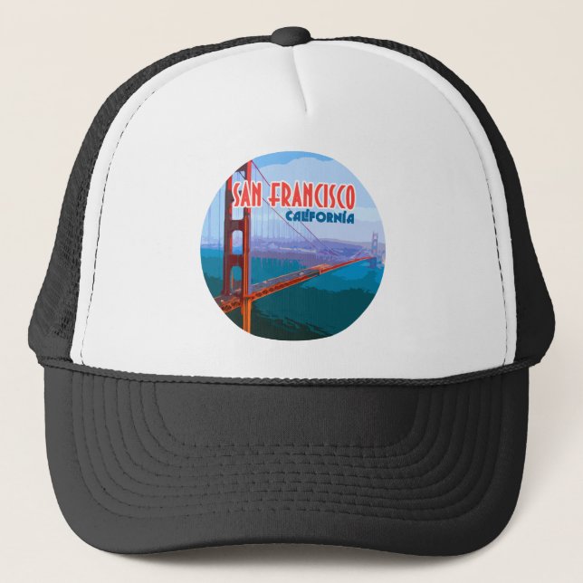 San Francisco California Golden Gate Bridge Trucker Hat (Front)