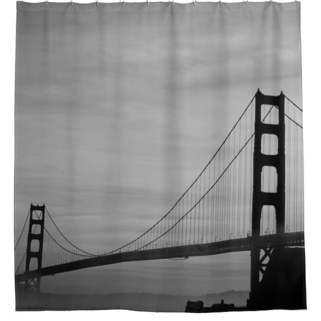 San Francisco California Golden Gate Cool B&W Shower Curtain (Front)