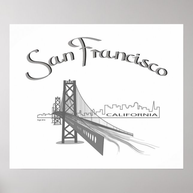 San Francisco, California - Gray Poster (Front)