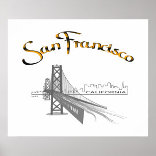 San Francisco, California Grey Gold Poster