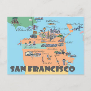 San Francisco California Highlights Maps Postcard
