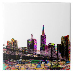 San Francisco, California in graffiti Tile