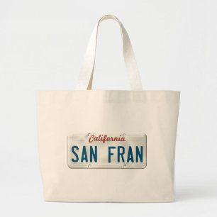 San Francisco California License Plate Large Tote Bag