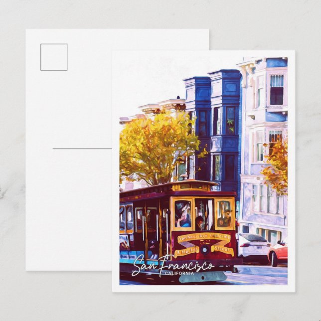San Francisco California Oil Paint City Landscape Postcard (Front/Back)
