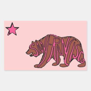 San Francisco California pink bear art stickers