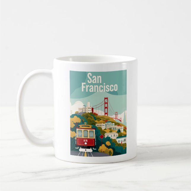 San Francisco California - Red Cable Car Coffee Mug (Left)