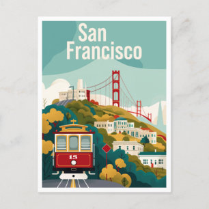 San Francisco California - Red Cable Car Postcard