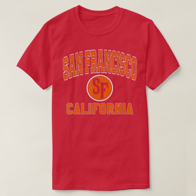 San Francisco California SF Varsity Style Orange P T-Shirt (Design Front)