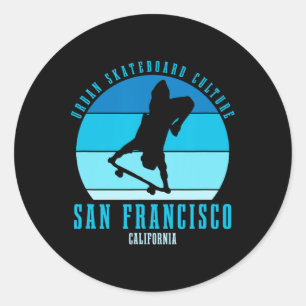 San Francisco California Skateboarder Urn Skateboa Classic Round Sticker