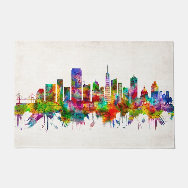 San Francisco California Skyline Doormat (Front)