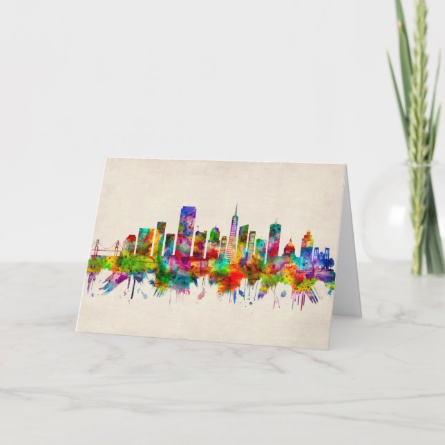San Francisco California Skyline Holiday Card (Front)