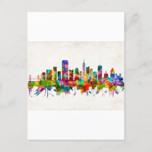 San Francisco California Skyline Holiday Postcard