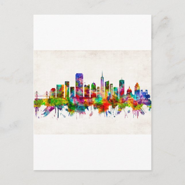 San Francisco California Skyline Holiday Postcard (Front)