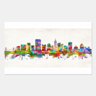San Francisco California Skyline Rectangular Sticker