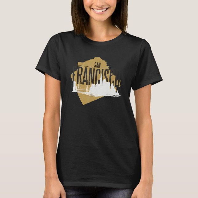 San Francisco California Skyline Silhouette Outlin T-Shirt (Front)