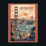San Francisco California Skyline Travel Art Retro Postcard<br><div class="desc">San Francisco retro vector travel design. From exploring Alcatraz Island to strolling through Fisherman’s Wharf and Chinatown,  San Francisco offers a perfect mix of history,  scenery,  and culture.</div>