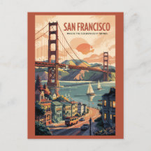 San Francisco California Skyline Travel Art Retro