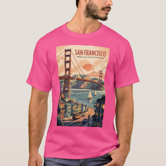 San Francisco California Skyline Travel Art Vintag T-Shirt
