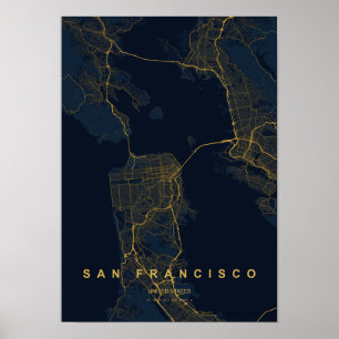 San Francisco California Stylised Map Print