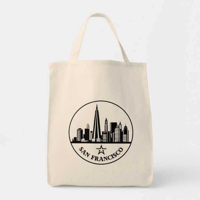San Francisco California Stylised Skyline Tote Bag (Front)
