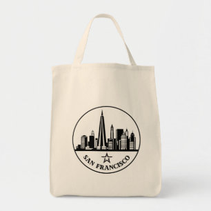 San Francisco California Stylized Skyline Tote Bag
