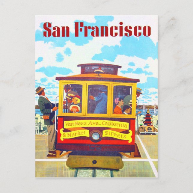 San Francisco California Trolley Car Golden Gate Postcard (Front)