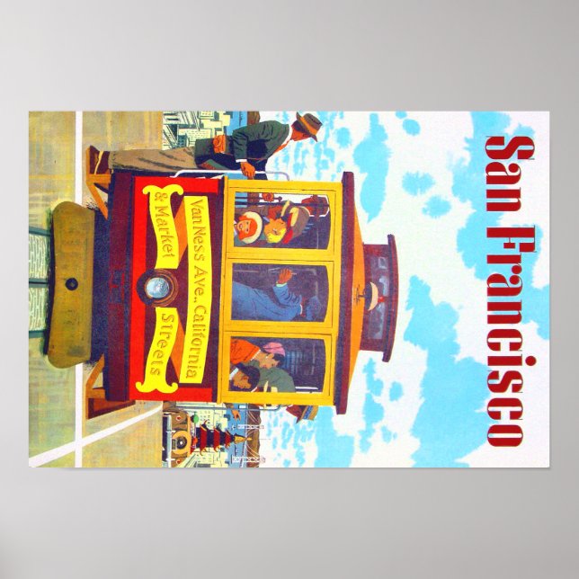 San Francisco California Trolley Car Golden Gate Poster (Front)
