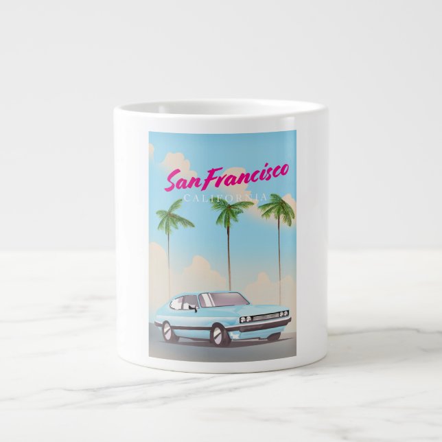 San Francisco California Tropical travel poster Large Coffee Mug (Front)