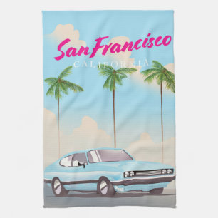 San Francisco California Tropical travel poster Tea Towel