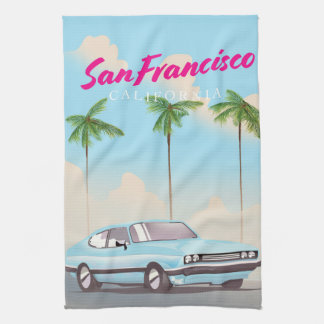 San Francisco California Tropical travel poster Tea Towel