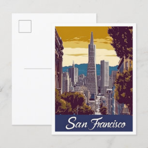 San Francisco California USA Travel Illustration Postcard