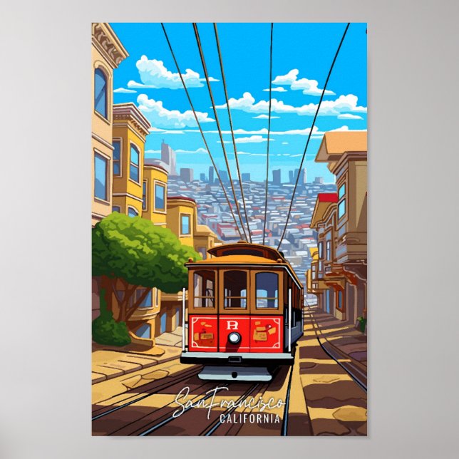 San Francisco California USA Travel Illustration Poster (Front)