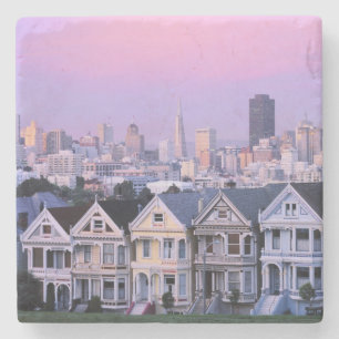 San Francisco, California. View of Victorian Stone Coaster