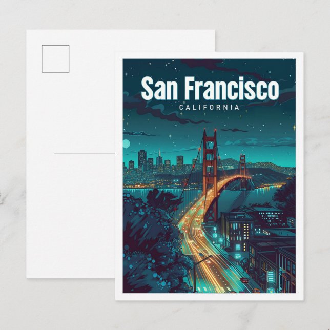 San Francisco California Vintage Art Travel Postcard (Front/Back)