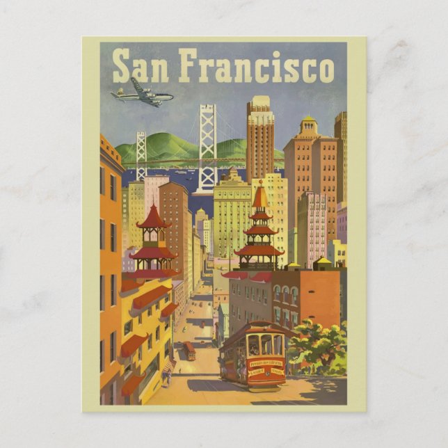 San Francisco California Vintage Travel Poster Postcard (Front)