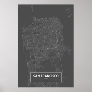 San Francisco, California (white on black) Poster
