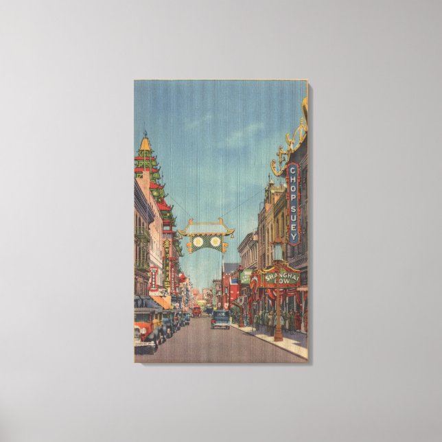 San Francisco, CAStreet Scene of Chinatown Canvas Print (Front)