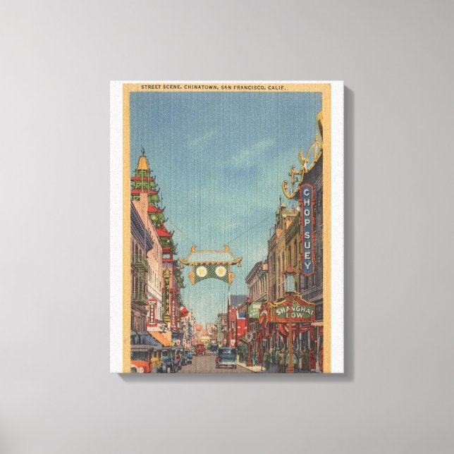 San Francisco, CAStreet Scene of Chinatown Canvas Print (Front)