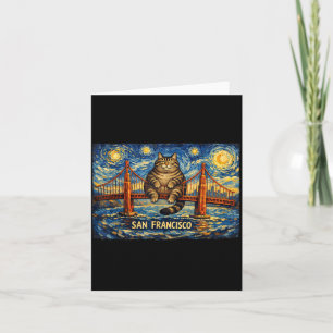 San Francisco Cat Golden Gate Bridge Book Lover Card