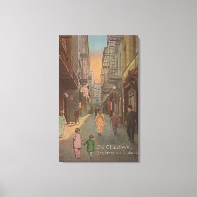 San Francisco, CAView of Old Chinatown Street Canvas Print (Front)