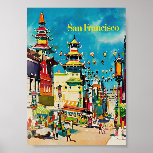 San Francisco Chinatown California Vintage Travel  Poster (Front)