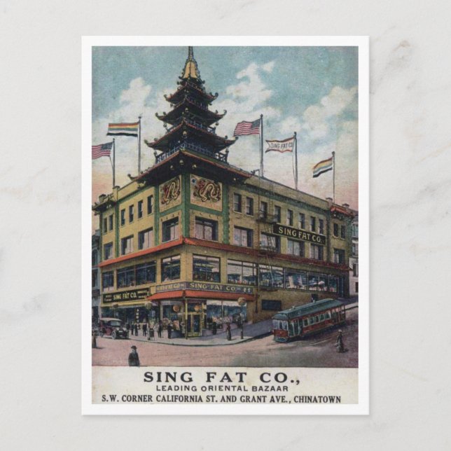 San Francisco Chinatown Sing Fat Oriental Bazaar  Postcard (Front)