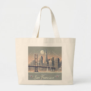 San Francisco Christmas Card Golden Gate Bridge Large Tote Bag