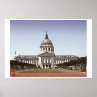 San Francisco City Hall Digital Watercolor Poster