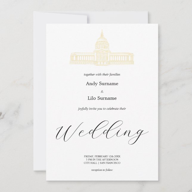 San Francisco City Hall Wedding Invitation (Front)