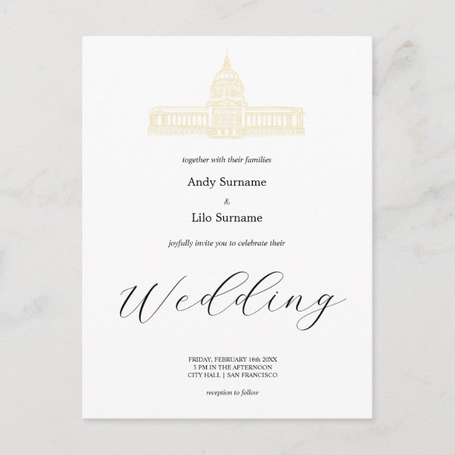 San Francisco City Hall Wedding Post Card (Front)