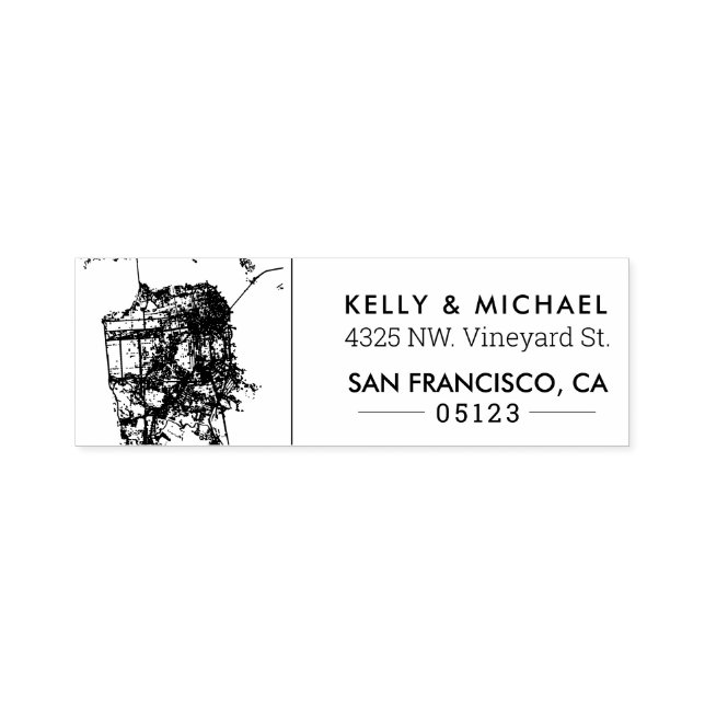 San Francisco City Map | Custom Address Self-inking Stamp (Design)