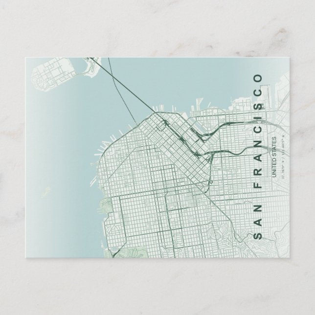 San Francisco City Map Minimal Postcard (Front)